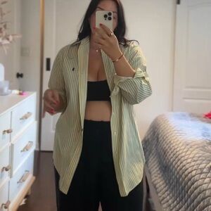 Ralph Lauren Yellow and Blue Striped Button-Down Shirt